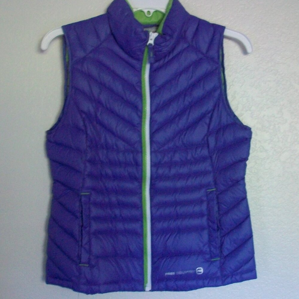 Free Country Purple Green Lightweight Puffer Vest Sz GIRLS L (14-16)